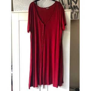 Cozy oversized red cotton dress!